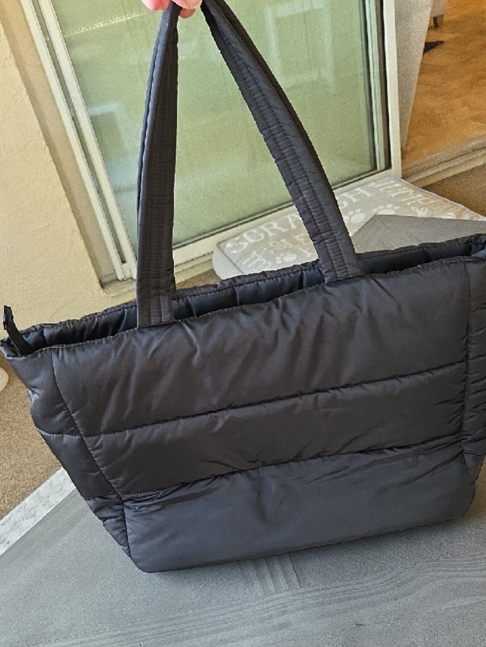 Victoria's Secret Black Quilted Tote with Front Zip Pocket. Never Used - Picture 2 of 8